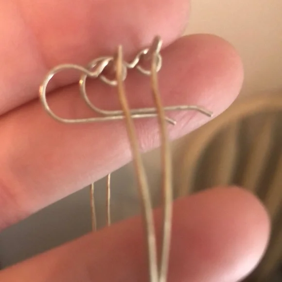 Sterling silver dangle hoop earrings - Picture 5 of 7